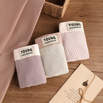 Cotton Men's Mid Waist Texture Boxer Briefs