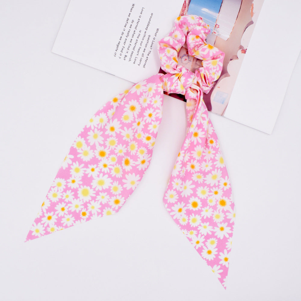 Small floral ponytail long streamer hair band