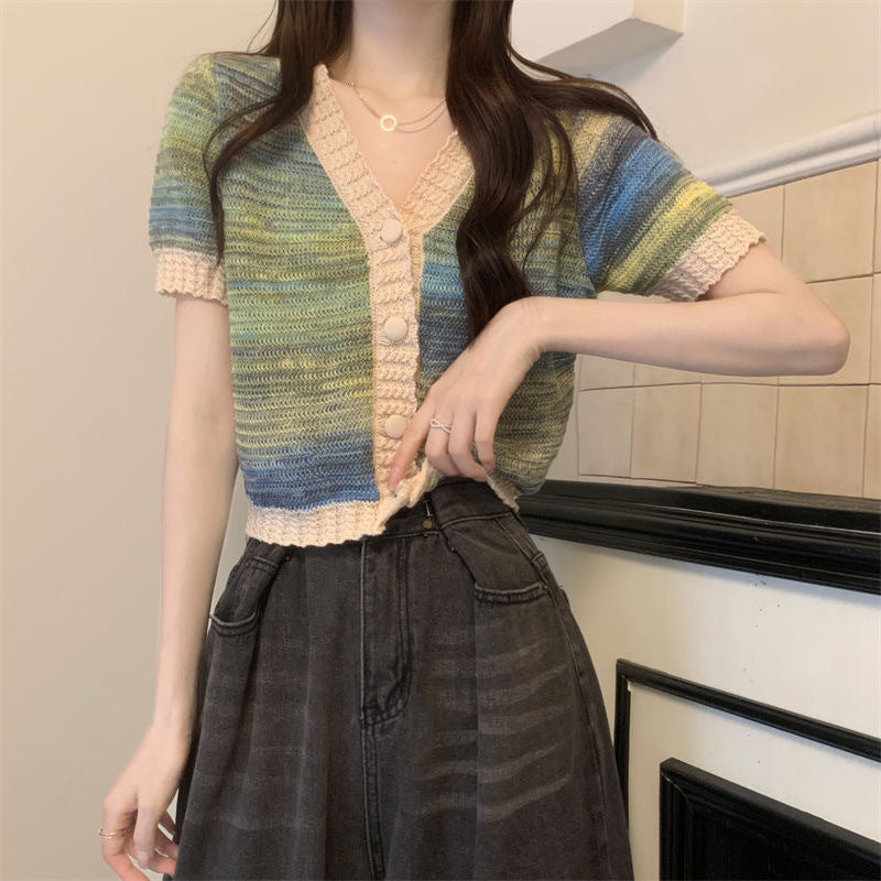 V-neck Knitted Thin Slim Fit Outer Sweater