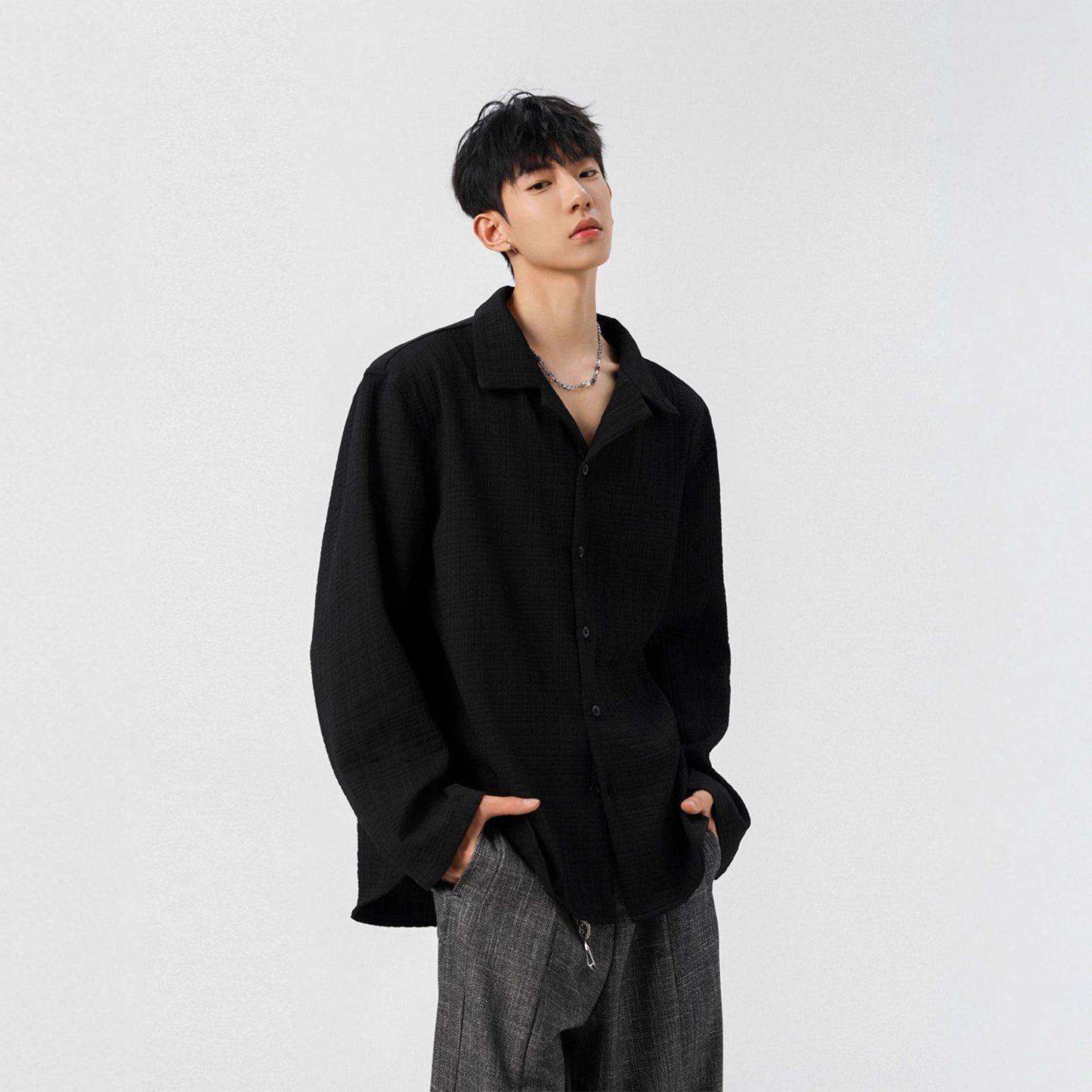 Men's Fashion Brand Jacquard Design Casual Shirt