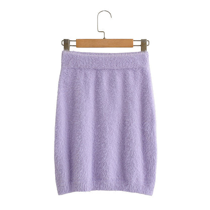 Mink-like Wool Skirt Women's Classic Style Knitted Skirt Hip Skirt