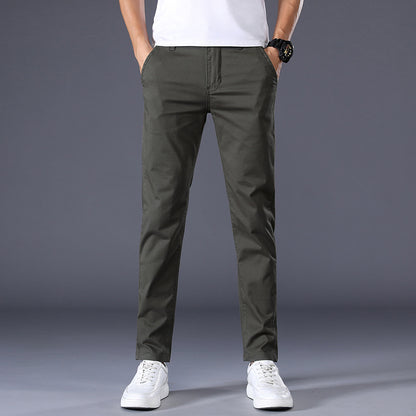 Men's Solid Color Casual Pants Korean Style Straight Trousers