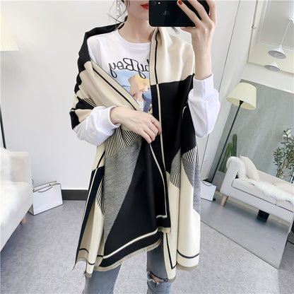 New Double-sided Geometric Imitation Cashmere Scarf
