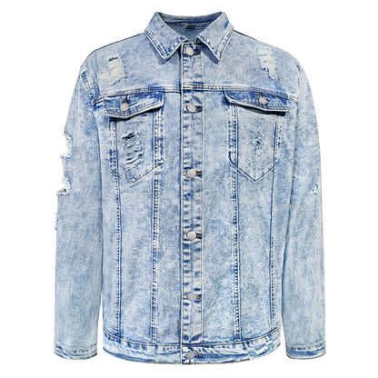 Men's Shirt Denim Shirt Jacket Trendy Simple All-match Slimming Slim Fit Polo Collar Jacket