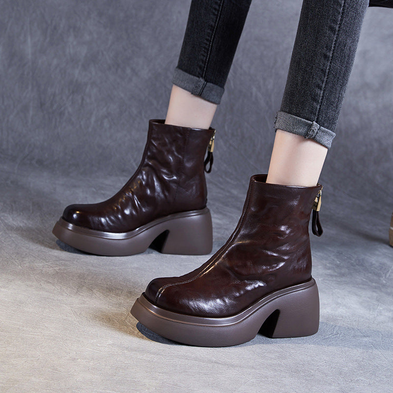 Autumn And Winter New Thick Bottom Chunky Heel Women's Ankle Boots
