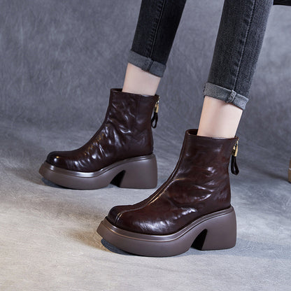Autumn And Winter New Thick Bottom Chunky Heel Women's Ankle Boots
