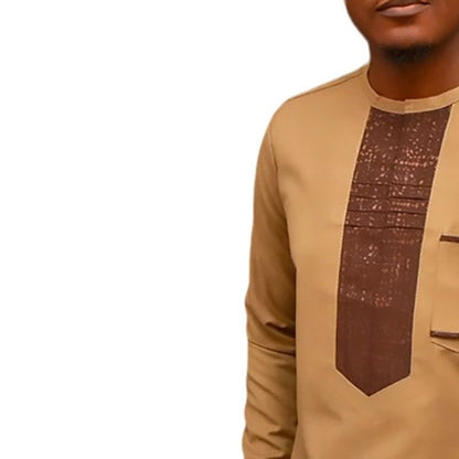 Yellow Patchwork Casual Loose Men Long-sleeve Suit