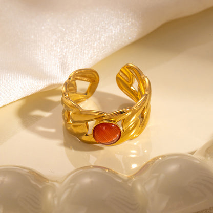 Trendy Niche Titanium Steel Ring 18K Gold Plating High Sense