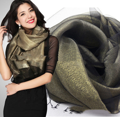 Fashionable And High Grade Lady Silk Double Layer Elegant Silk Scarf