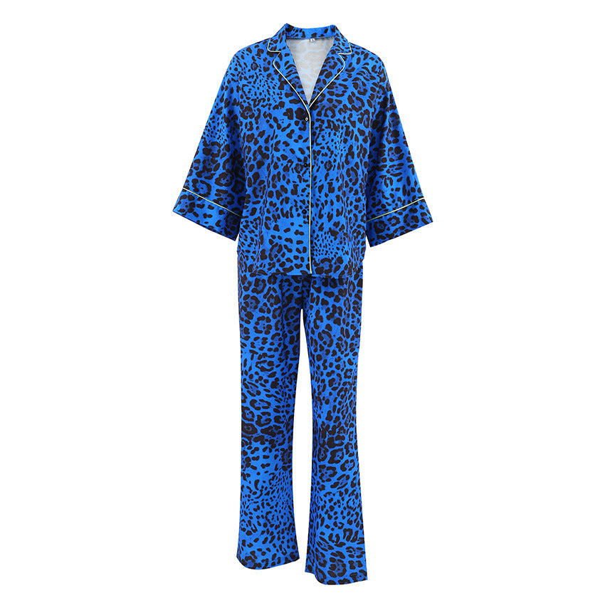 Fashion Leopard Print Pajamas Suit Women