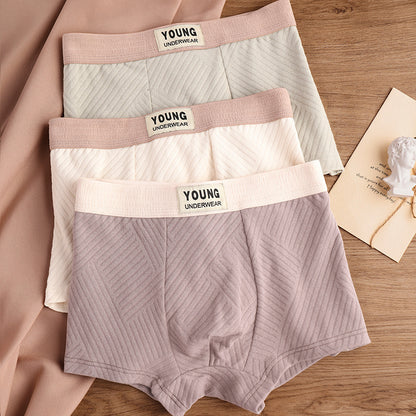Cotton Men's Mid Waist Texture Boxer Briefs