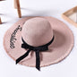Beach beach big hat embroidered letters raw edge sun hat