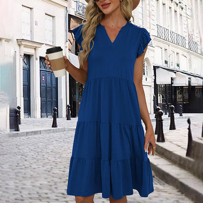New Women's Spring And Summer Casual Loose V-neck Dress
