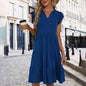 New Women's Spring And Summer Casual Loose V-neck Dress