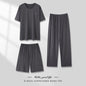 Men's Pajamas Thin Spring And Summer Modal Short-sleeved Trousers Three-piece Home Wear Suit