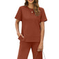 Sexy Women's Round Neck Loose Pullover Short-sleeved Top