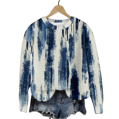 Geometric Color Matching Pattern Elements 3D Printed Casual Women's Round Neck Sweater
