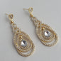 Qifu European And American Exaggerated Long Geometric Circle Jeweled Earrings