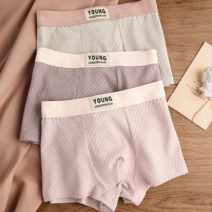 Cotton Men's Mid Waist Texture Boxer Briefs