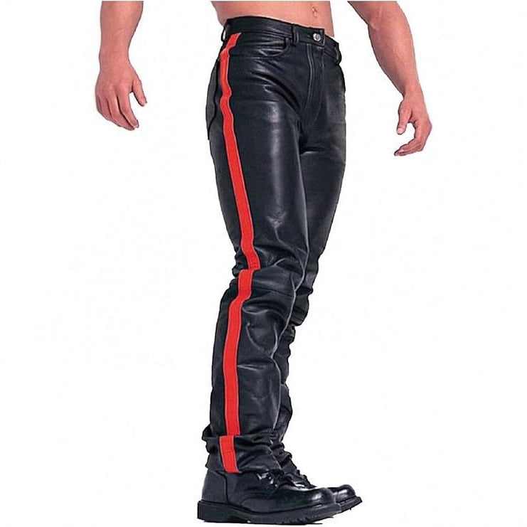 Trendy Nightclub Skinny Motorcycle PU Leather Casual Trousers