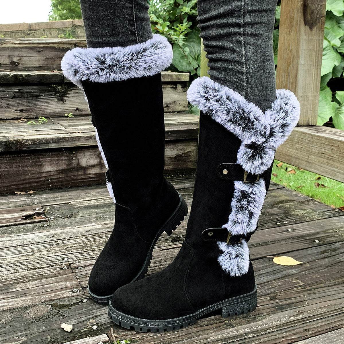 Women's Autumn And Winter Rabbit Fur Thick Velvet Thick Snow Boots