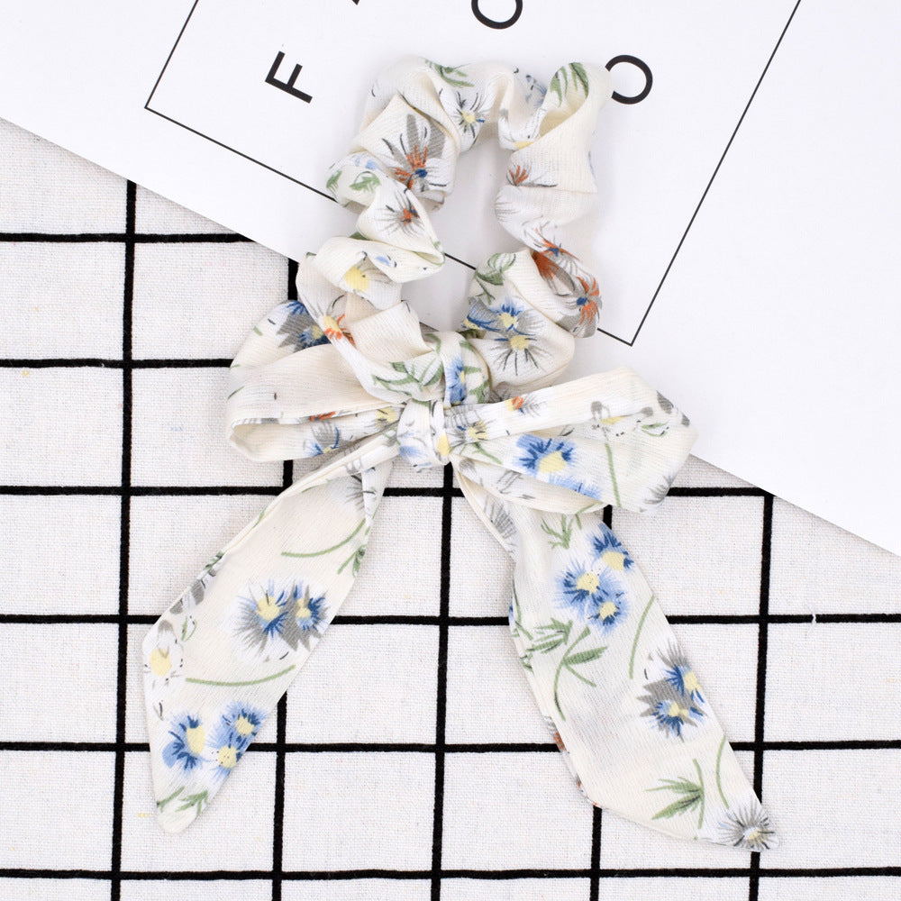 Small floral ponytail long streamer hair band