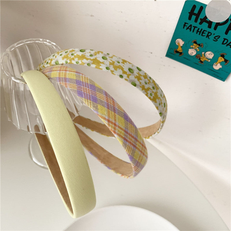 Super Sweet Plaid Flower Solid Color Fabric Headband