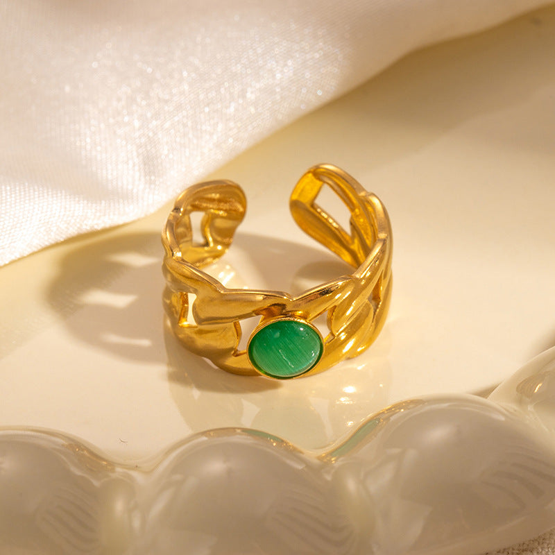 Trendy Niche Titanium Steel Ring 18K Gold Plating High Sense