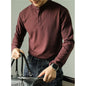 Long Sleeve Polo Shirt Simple Solid Color Fitness Men's Base