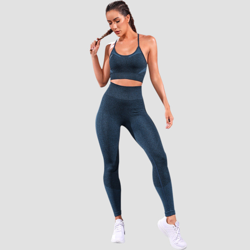 Sports Underwear For Women Shockproof Vest Bra Set Workout Sweat Yoga Belly Contracting High-waisted Trousers