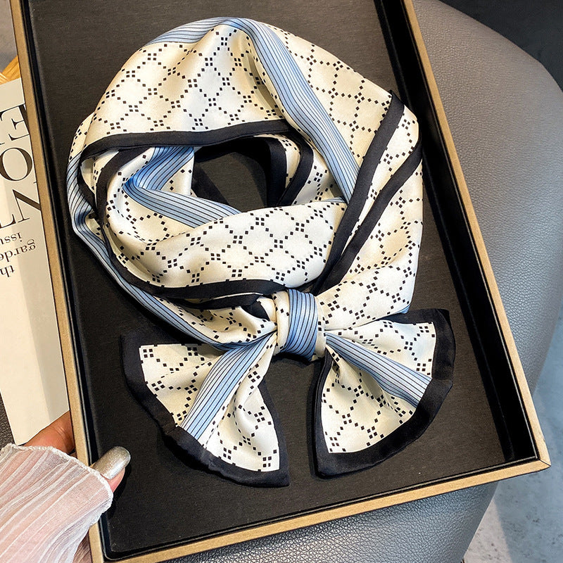 Warm Small Silk Scarf Thin Narrow Ribbon