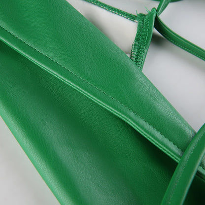 Halter Leather Lace-up Vest With Polo Neck