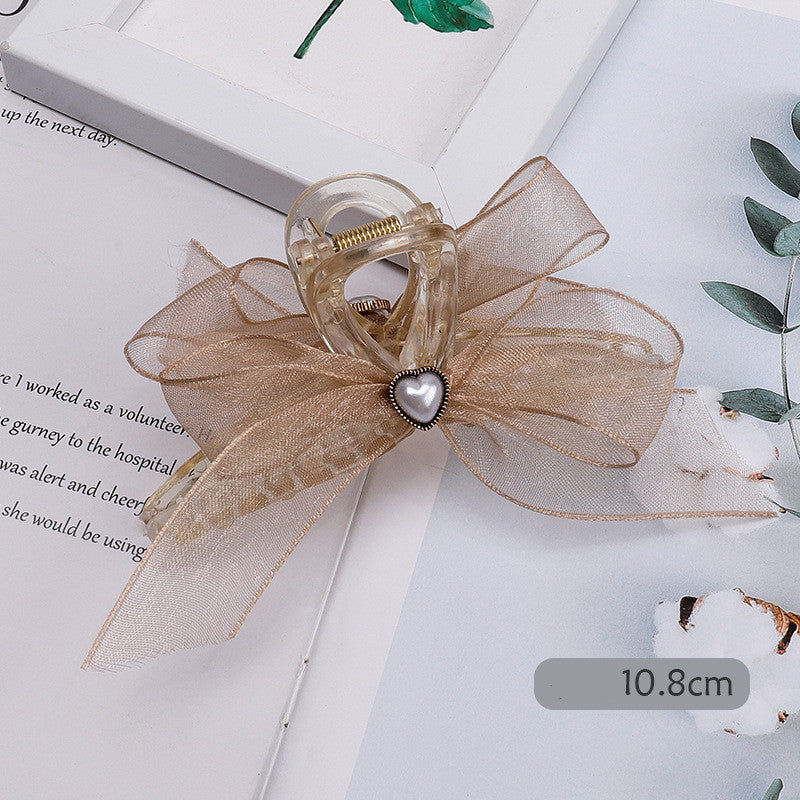 Mesh Bow Hairpin Female Disc Hair Grabbing Clip