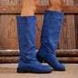 European And American Fashion Suede Sleeve High Leg Boot Low Heel Large Size Below The Knee Boots