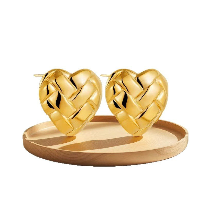 European And American Geometric Irregular Striped Stud Earrings Niche Design