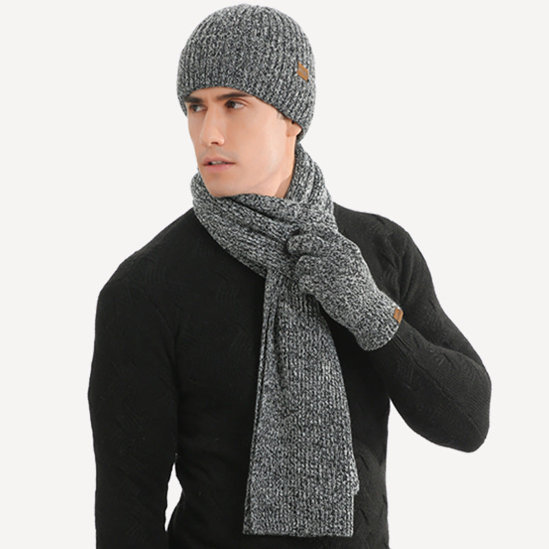 Thermal Knitting Hat Scarf And Gloves Three-piece Set