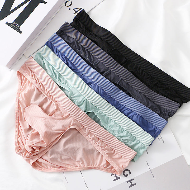 Low Waist Briefs Underwear Ice Silk Men's Sexy Panties