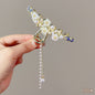 Antique Tassel Large Pearl Clip Metal Hairpin