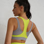 Rib Color Contrast Running Slim Fitness Suit Women Shock Absorbing Gathering Sports Bra