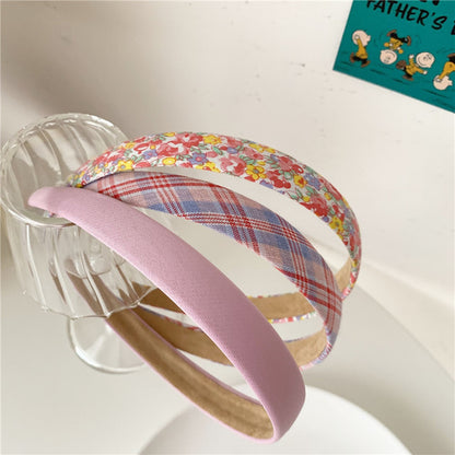 Super Sweet Plaid Flower Solid Color Fabric Headband