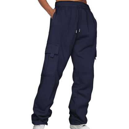 Men's Loose Sweatpants Overalls With Multi-pocket Tether