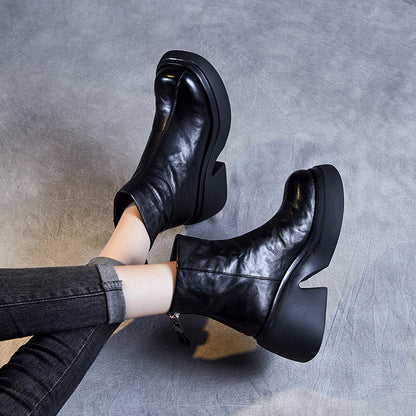 Autumn And Winter New Thick Bottom Chunky Heel Women's Ankle Boots