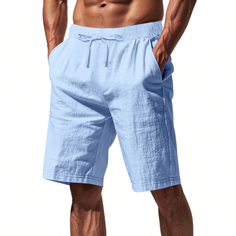 Men's Beach Pants Loose Casual Linen Solid Color Shorts