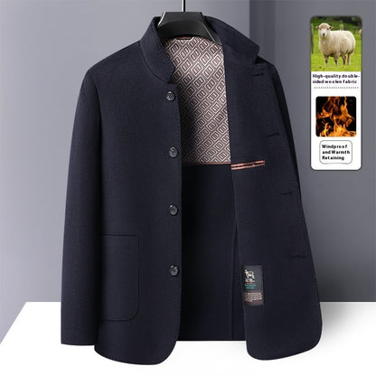 Men's Mid-length Stand Collar Double-faced Woolen Goods Wool Overcoat