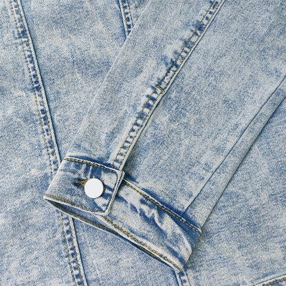 Men's Shirt Denim Shirt Jacket Trendy Simple All-match Slimming Slim Fit Polo Collar Jacket