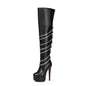 Metal Pointed Hot Girl Below The Knee Knight Boots High Heel