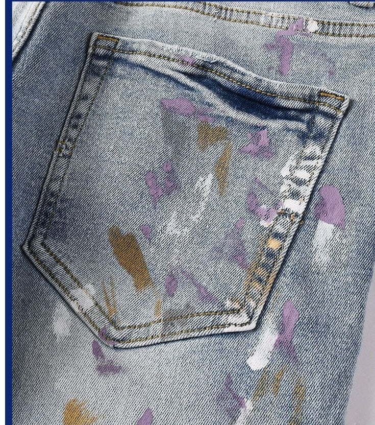 Ripped Jeans Men's Slim Fit Light Blue