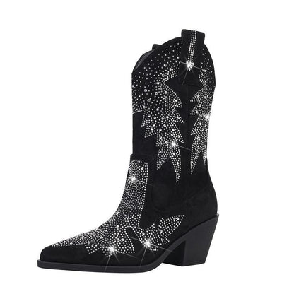 Shiny Rhinestone Booties Ankle Women