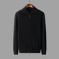 New Pure Wool Zipper Cardigan Fall Winter Men Lapel Shirt Coat