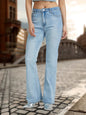 Mid-waist Retro Denim Bell-bottom Pants Stretch Multicolor